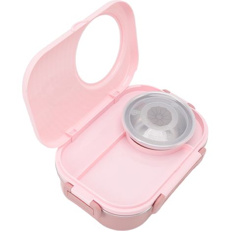 1450 ml Bento-Box aus Edelstahl, isolierte Fächer, doppelwandig, rosa, ideal für Studenten. (1/5)