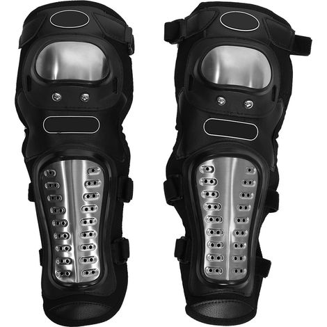 Lot de 2 protège-genoux et tibias en acier inoxydable pour moto cross, ATV adulte, équipement de protection renforcé (1/5)