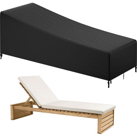 Jiubiaz Gartenliegen-Schutzhülle 420D Oxford wasserdicht UV-beständig schwarz/silber 200x75x40/70 cm