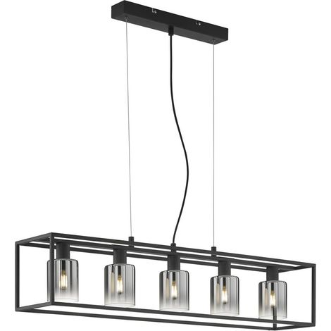 Lampe suspendue lampe de table à manger lampe suspendue lampe de salon en verre fumée 5 ampoules (1/4)
