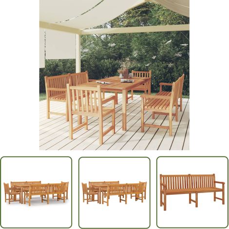 The Living Store 5-tlg. Garten-Essgruppe Massivholz Teak - Gartenmöbel - Essgruppe - Teakholz - Outdoor Möbel - Gartentisch (1/5)