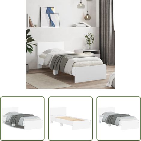 Cadre de lit -  Cadre de lit sans matelas avec tête de lit blanc 90x190 cm (1/5)