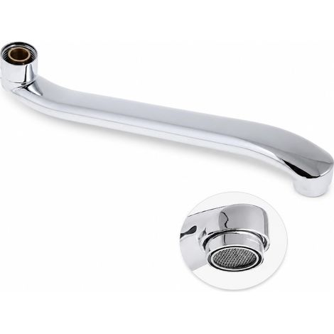 Canne de rechange chromée 30 cm pour robinet mural, bec pivotant universel pour mitigeur cuisine ou baignoire, raccord standard, courbe orientable, finition brillante anti-corrosion 69673 (1/5)