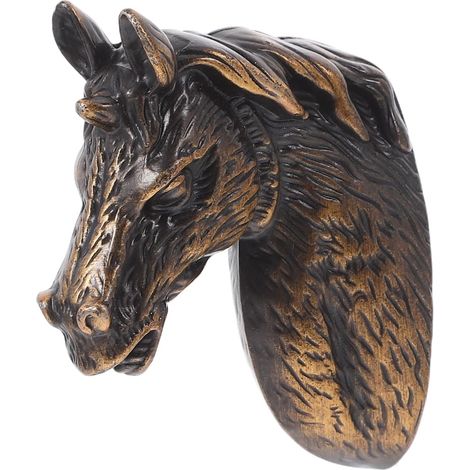 Tête de cheval Poignée de porte pour armoires et tiroirs Design créatif animal pour portes, fenêtres et meubles Installation facile avec vis 1,96 x 1,53 x 0,78 po (1/5)