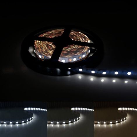 Bandeau LED 12V 5M 5050 60LED/m - Unité / Blanc Chaud / IP20 - SILUMEN (1/5)