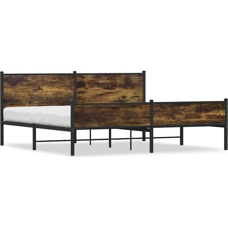Maison Exclusive - Metallbett ohne Matratze Räuchereiche 200x200