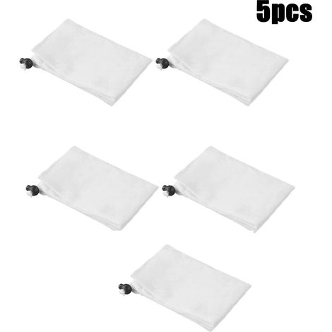 Lot de 5/10 sacs filtrants en filet pour aspirateur de piscine, avec cordon de serrage et système de fermeture. Accessoires de nettoyage (1/5)