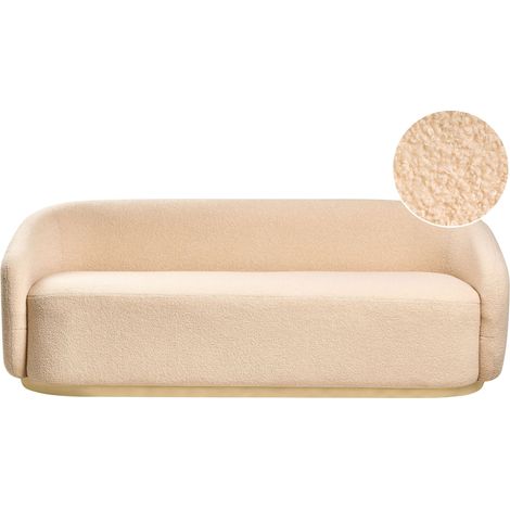 Divano a 2 posti Minimalista Divano imbottito Boucle Seduta spessa Beige Sipo