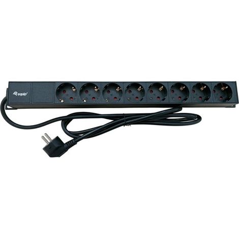 Regleta alimentacion aluminio rack 19\" 1u 8 tomas shucko euro con interruptor cable 1.8m (1/2)