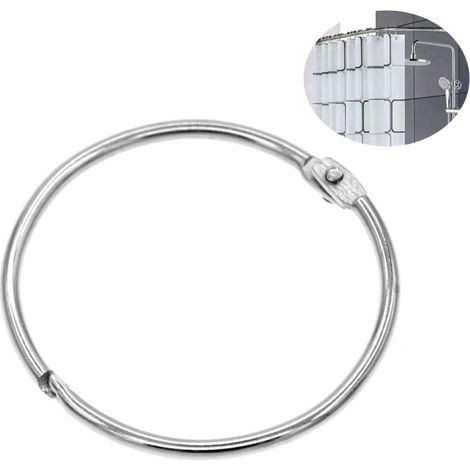 (60mm),20 pcs,Anneau de Rideau de Douche en métal, Facile à Ouvrir et à Fermer, Paquet de 20 Boucles en Anneau de drapé argentées pour Salle de Bains (1/5)