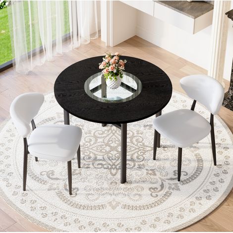 Ensemble table chaises ronde 100 cm, bois noir HAVRYA (1/5)