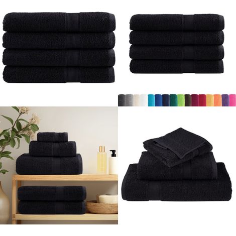 Premium-Handtücher SOLUND 4 Stk. Schwarz 100x200 cm 600 g/m² - Baumwolle - Handtücher - Badetücher - Strandtücher - Schwarze Handtücher - Home & Living (1/5)