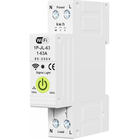 Disjoncteur intelligent WiFi Tuya avec minuterie marche/arrêt, compteur d'énergie, réenclenchement automatique, protection surtensions/surcharges, compatible Google Assistant (1/5)