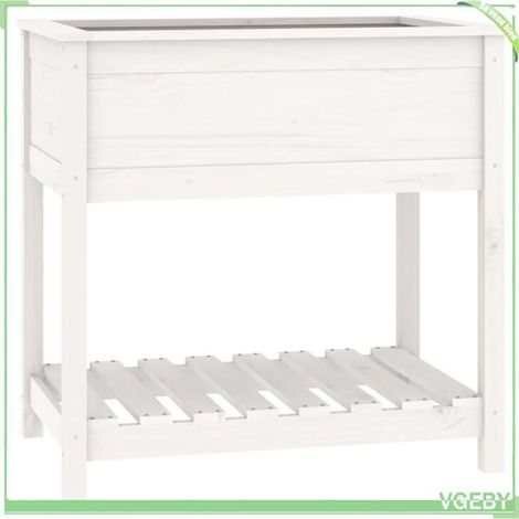 Jardinière surélevée - FAFEICY - 823781 - Bois de pin massif - Étagère intégrée - Blanc 82,5x54x81 cm (1/5)
