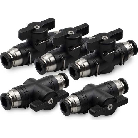 Connecteur Pneumatique, Vannes à Bille Pneumatiques 6mm, Raccords de Vannes de Contrôle, Raccords de Vannes de Contrôle à Sertir pour Tubes Pneumatiques, Raccords Rapides pour Gaz (1/5)