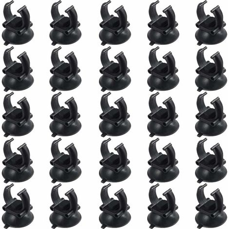 25 Stück Saugnapf-Rohrhalter für Aquarien, Saugnapfhalterung für Aquarien, Saugnapfclip für Aquarien aus schwarzem PVC-Kunststoff