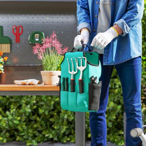 9-teiliges Gartenwerkzeugset aus Aluminium mit Sicherheits-Gartenschere und leichter Gartentasche