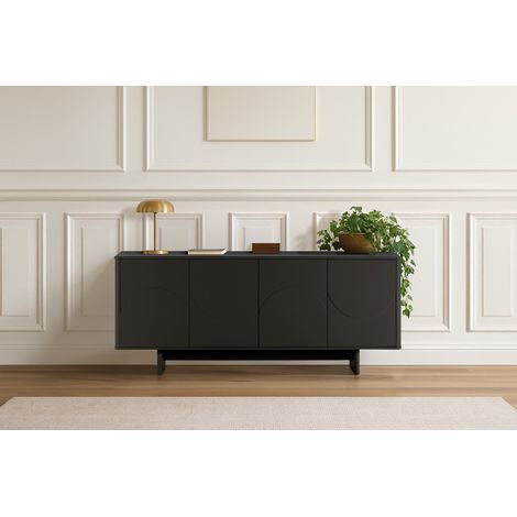 BOBOCHIC - Buffet 4 portes 180 cm ESTEBAN formes géométriques Noir (1/5)