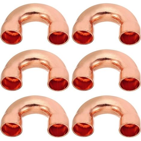 6pcs Raccord Coudé Cuivre pour Tuyaux Gaz, 10mm Raccord Tuyau d'Arrosage Durite Essence, Raccords Tuyauterie à Pression pour HVAC Climatisation Plomberie, Épaisseur 0.8mm - U Forme (1/4)