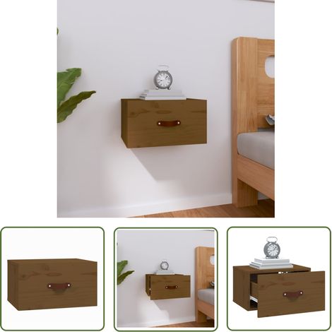 The Living Store Wand-Nachttisch Honigbraun 40x29,5x22 cm - Wandregal - Holzschrank - Nachtkästchen - Wohnzimmer Deko - Kiefernholz Möbel (1/5)
