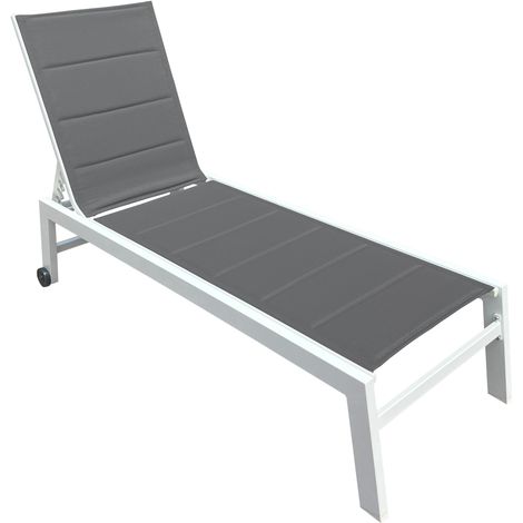 Tumbona BARBADOS en textileno gris aluminio blanco