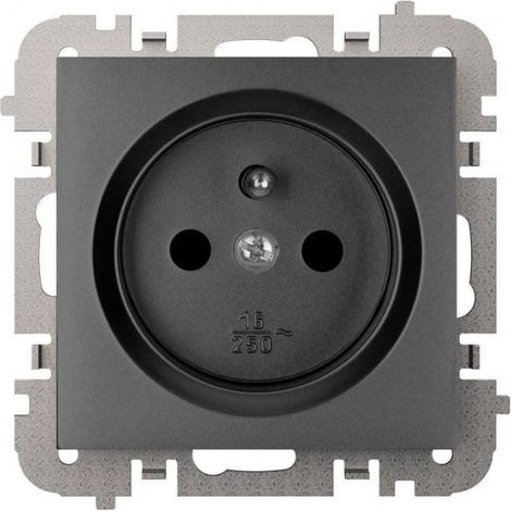 Enchufe Santra 2P+Z sin marco, empotrado, negro 4133-19
