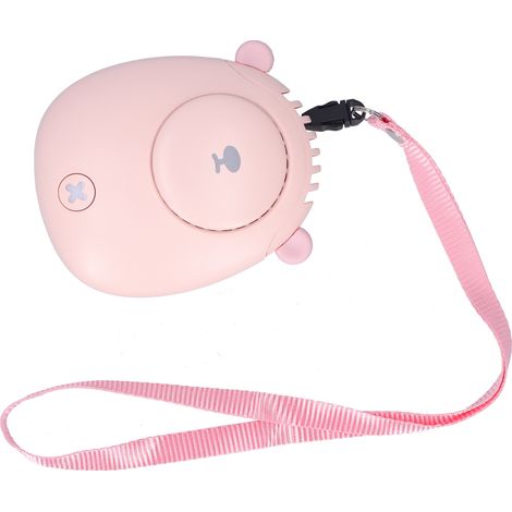 Ventilateur électrique portable mini à suspendre autour du cou, 3 vitesses de ventilation, chargement USB, rose, idéal pour l'été (1/5)