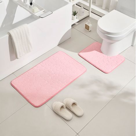 Tapis de sol pour salle de bain en molleton corail rose, 2 (1/3)