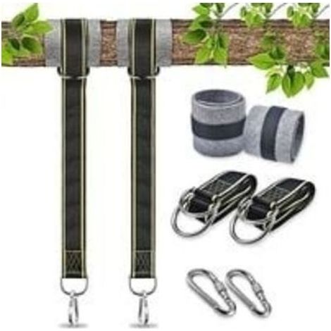 Fixation Hamac Sangle Balancoire Fixation pour Fauteuil Suspendu Corde Balancoire Exterieur Accessoire Mousquetons de Sécurité Balancoire Sangle Balancoire Arbre pour Hamac Balancoire (2x1.5m) (1/5)