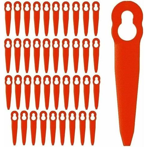 lames en plastique de rechange, 40 Pièces lames de coupe en plastique de remplacement lames de coupe bordure Lame De Tondeuse à Gazon Accessoires De Tondeuse à Gazon (Rouge) (1/3)