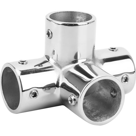 Raccord de main courante 25mm en acier inoxydable 316, embase ronde 4 voies, accessoires de fixation (1/5)