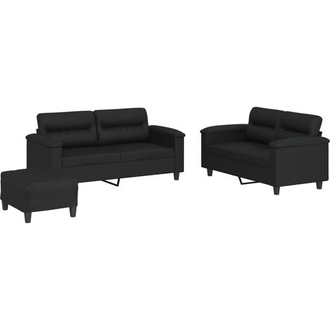 Maison Exclusive - Set di Divani 3 pz con Cuscini Nero in Similpelle