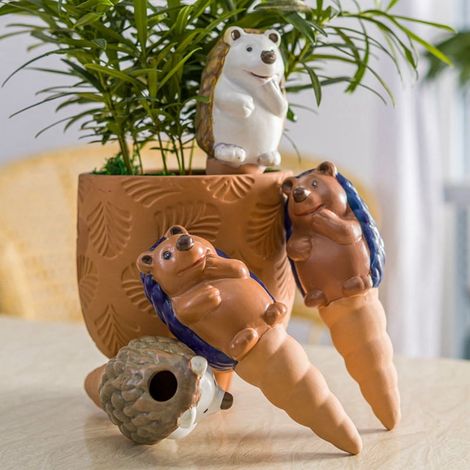 Arrosoir Automatique En Terre Cuite Forme Hérisson - 135 Ml - Pour Plantes D’intérieur Et De Jardin - Lot De 4 (1/5)