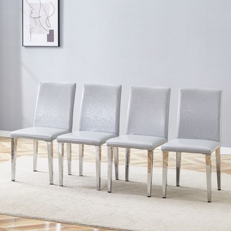 MEUBLIV Set di 4 sedie da pranzo 90 cm grigio chiaro - schienale alto, metallo (1/5)
