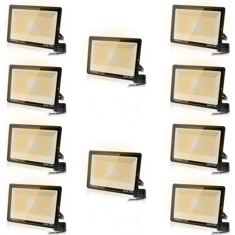 10PCS 500W Projecteur LED Extérieur, Spot LED Exterieur 50000LM Super Lumineux 3500K Blanche Chaude Éclairage de Sécurité Extérieur IP66 Imperméable pour Garage Jardin Terrasse Parking (1/5)