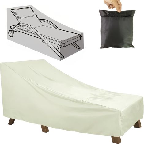 Sun Lounger Cover, 210D Oxford Fabric, Waterproof, 210 x 75 x 40 x 80 cm, Grey (Beige) (1/5)