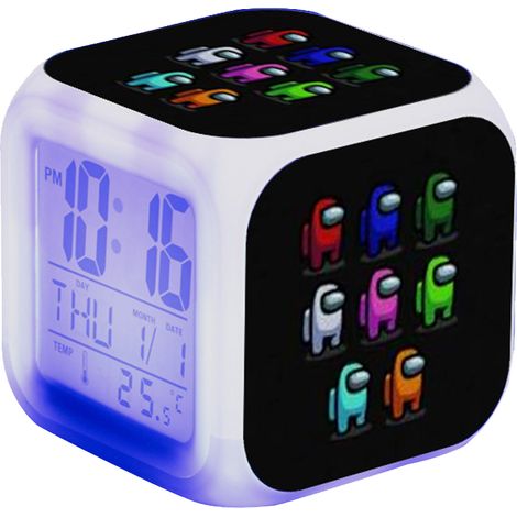 Réveil LED lumineux figurine de jeu, veilleuse colorée changeant de couleur pour enfants, horloge de bureau lumineuse flash (1/5)