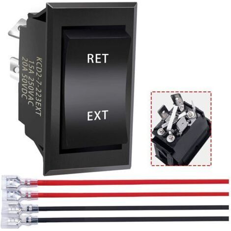 interrupteur inverseur de polarité 12v 3 positions momentané DC Motor Control DPDT 4 broches (ON)-Off-(ON) 20A RV Commutateur pour 5th Wheel Tongue Trailer KCD2-7-223-4P-X (1/4)