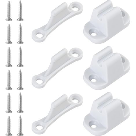Lot de 3 butées de porte extérieures en plastique blanc pour caravane, camping-car, bateau, avec 12 vis, accessoires de camping (1/5)
