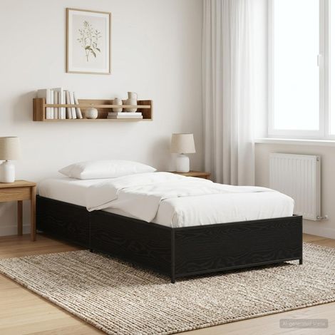 Cadre de lit 80 x 200 cm en bois d’ingénierie, chêne noir, lattes fixes - PANGIVO (1/5)