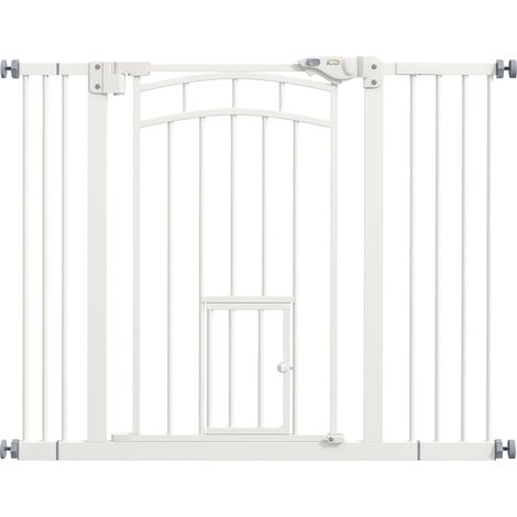 Treppenschutzgitter Hundeschutzgitter, automatisches Schließen, Einhandbedienung,100 cm x 4 cm x 76 cm, Weiß