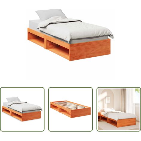 vidaXL Lit sans sommier - Lit de jour sans matelas cire marron 90x190 cm bois pin massif (1/5)