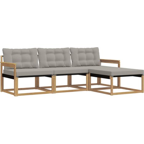 Set di divani da esterno 4 pz Bianco e Grigio Chiaro vidaXL (1/5)