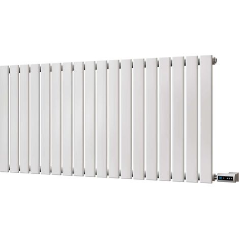 Typhoon - White Horizontal Electric Radiator H600mm x W1224mm Single Panel 900w Thermostatic WIFI