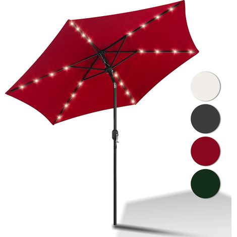 Parasols en Parasol de jardin avec protection solaire Parasols en porte-à-faux avec manivelle UV30+ (Ø270 cm), Rouge, vec LED (1/5)