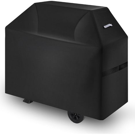 VEVOR Copertura per Barbecue allAperto, Impermeabile, Resistente allo Sbiadimento e alle Intemperie, Poliestere 600D Resistente, Facile da Indossare, con Cinghie a Strappo, 147,3 cm Nero (1/5)