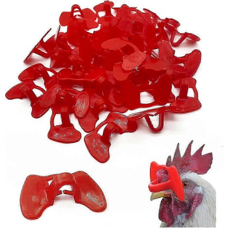 Lot de 50 lunettes anti-picage pour poules, en plastique, sans boulon, pour élevage avicole. (1/4)