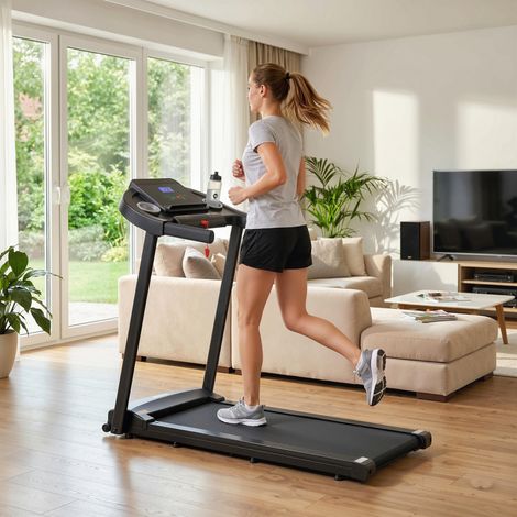 Cinta de Correr para Casa 1-12 KM/H 1,5HP con 12 Programas Ruedas Pantalla LED y Soporte para Móvil para Hogar Oficina (1/5)