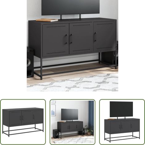 Stahl - TV-Schrank Schwarz 100,5x39x60,5 cm Stahl (1/5)