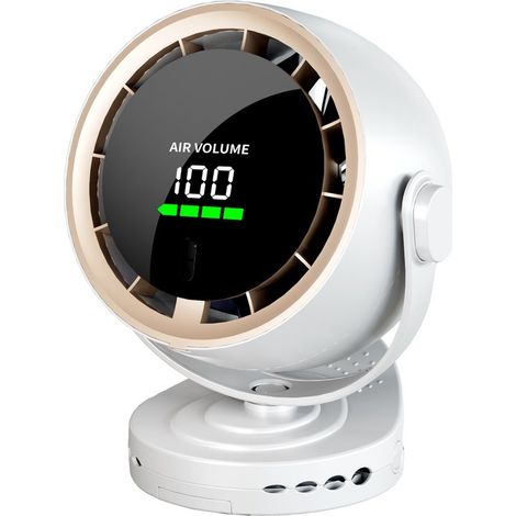 Mini ventilatore da tavolo con flusso d'aria turbo, 100 velocità, ricaricabile tramite USB con display a LED, 10 ore di autonomia, silenzioso, ideale per camere da letto e uffici. (1/5)